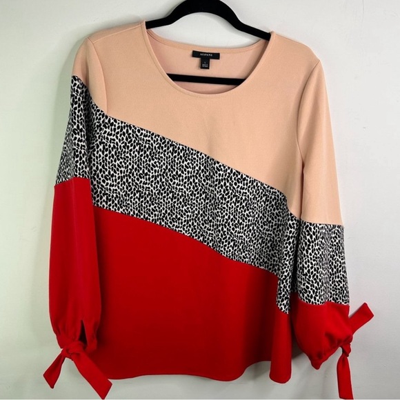 Alfani red and pink cheetah print size large blouse - Picture 1 of 2